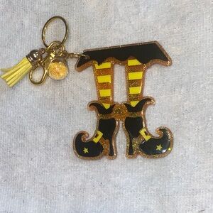 Witch Boots Keychain with Yellow Tassel